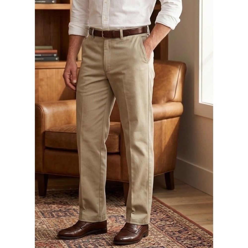 Timber Creek by Wrangler Men's Khaki Chino Pants 32x29 69400KH Cotton Flat Front
